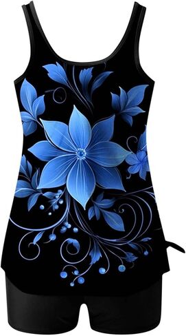 Tankini Swimsuits for Women Two Piece Floral Swimsuits Tank Top with High Waisted Tummy Control Shorts Bathing Suits in Saudi Arabia
