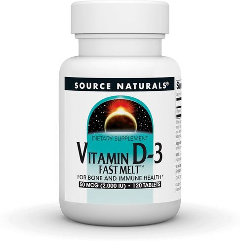 Source Naturals فيتامين د-3 2000 وحدة دولية يدعم صحة العظام والمناعة - نكهة الخوخ والكرز الأسود - 120 قرص سريع الذوبان in Saudi Arabia