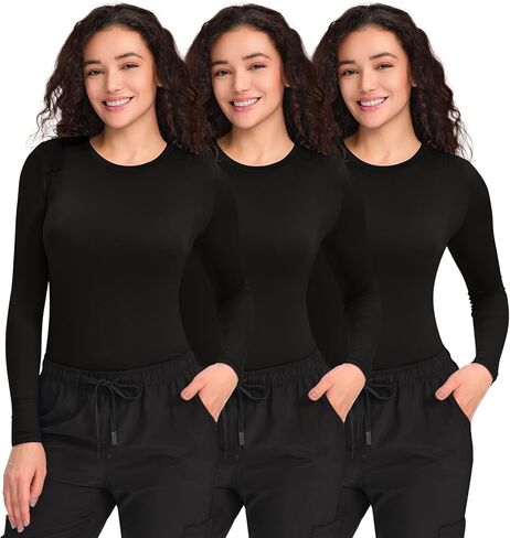 COZYFIT 3 Pack Scrub Undershirts Long Sleeve Women - Underscrub Comfort Tee in Saudi Arabia