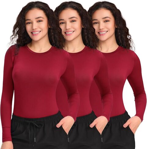 مجموعة من 3 قمصان داخلية للنساء من COZYFIT بأكمام طويلة - تي شيرت مريح للفرك السفلي in Kuwait