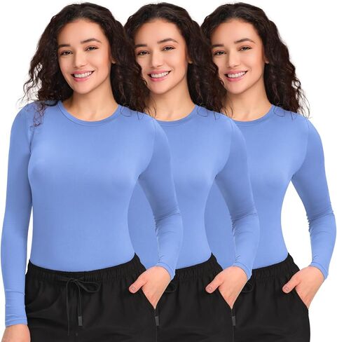 مجموعة من 3 قمصان داخلية للنساء من COZYFIT بأكمام طويلة - تي شيرت مريح للفرك السفلي in Kuwait