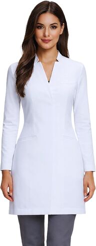 Slim Fit Lab Coat Women, Premium Coat with Notched V-Neck Collar, Princess Seams, 3 Pockets Back Vent, OEKO-TEX® Certified in Saudi Arabia