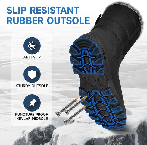ANGRYRAM Winter Steel Toe Boots for Women Non Slip Warm Insulated Snow Boots Faux Fur Comfortable Mid Calf Safety Toe Furry Snow Shoes for Industry Construction Outdoor Winter in Saudi Arabia