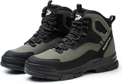 Mid-Topped Work Safety Shoes, Smash and Puncture Resistant Steel Toe Labour Insurance Shoes, Anti-Slip Labor Protection Boots, Comfortable Outdoor Adventure Protective Sneakers(EU 43) Black-Green in Saudi Arabia