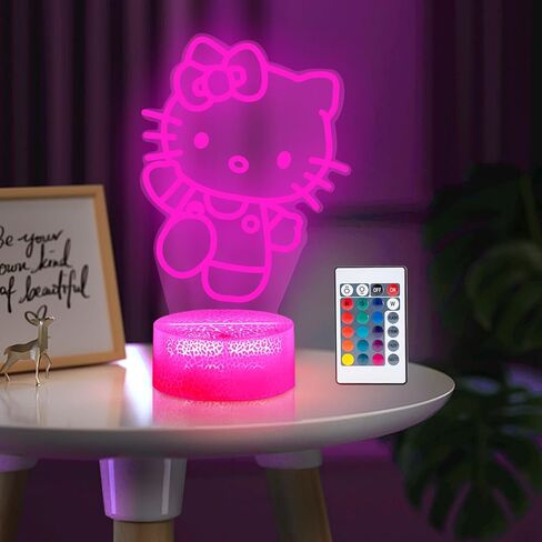 3D Illusion Night Light, 16 Color Night Light - 3D LED Intelligent Remote Control Lamp for Children's Room Decoration and Children's Gifts in Saudi Arabia