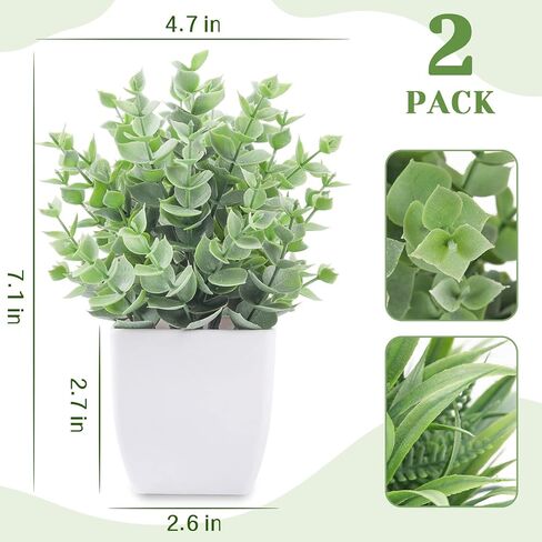 Der Rose 2 Pack Small Fake Plants Mini Artificial Potted Plants for Table Desk Home Laundry Room Bathroom Office Decor in Saudi Arabia