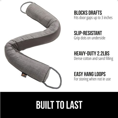 GORILLA GRIP Door Draft Stopper for Bottom of Doors, Sweep Weather Stripping Seal Noise, Cold Air Blocker, Soundproofing, Warm Air Sealer, Easy Install Gap Filler, Home Essentials, 32 Inch, Gray in Kuwait