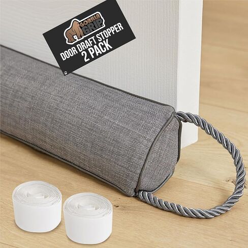 GORILLA GRIP Door Draft Stopper for Bottom of Doors, Sweep Weather Stripping Seal Noise, Cold Air Blocker, Soundproofing, Warm Air Sealer, Easy Install Gap Filler, Home Essentials, 32 Inch, Gray in Kuwait