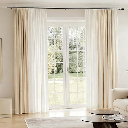 5/8" Diameter Curtain Rods 30-90 Inch, for 30-84 Inch Windows, Adjustable Splicing Black Curtain Rods for Windows with Brackets, Window Rod Long Small Curtains Rod in Kuwait
