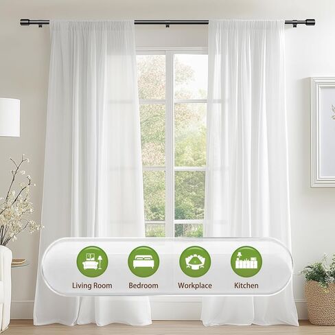 5/8" Diameter Curtain Rods 30-90 Inch, for 30-84 Inch Windows, Adjustable Splicing Black Curtain Rods for Windows with Brackets, Window Rod Long Small Curtains Rod in Kuwait