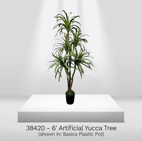 Cypress & Alabaster Handmade 6ft Artificial Yucca Plant | Tree with Real Wood Trunks, Hypoallergenic, 6 Foot, Green in Saudi Arabia
