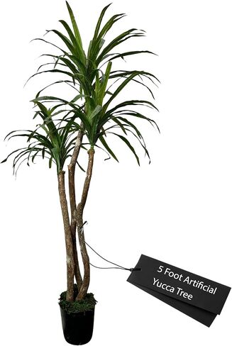 Cypress & Alabaster Handmade 6ft Artificial Yucca Plant | Tree with Real Wood Trunks, Hypoallergenic, 6 Foot, Green in Saudi Arabia