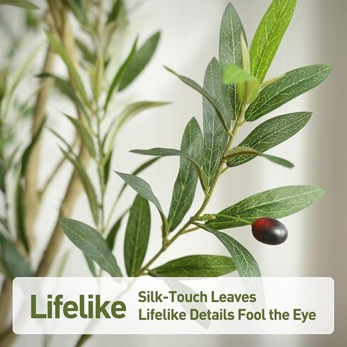 VeriNatual Artificial Olive Tree 6ft, Faux Olive Trees with White Tall Planter for Home Decor Indoor, Large Fake Tree with Realistic Leaves & Lifelike Fruits for Living Room Office Modern Decor in Saudi Arabia