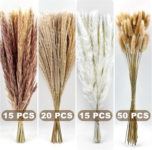 Dried Pampas Grass Decor, 100 Stems Bouquet with Bunny Tails & Reed Grass, Boho Dried Flowers for Wedding, Home Table Centerpieces, Rustic Farmhouse Party Decorations in Saudi Arabia