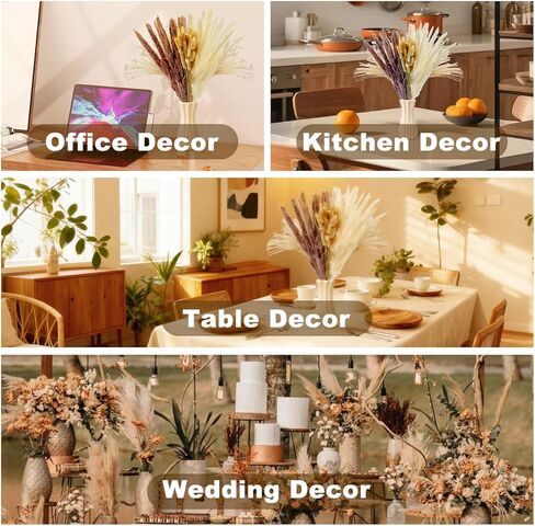 Dried Pampas Grass Decor, 100 Stems Bouquet with Bunny Tails & Reed Grass, Boho Dried Flowers for Wedding, Home Table Centerpieces, Rustic Farmhouse Party Decorations in Saudi Arabia