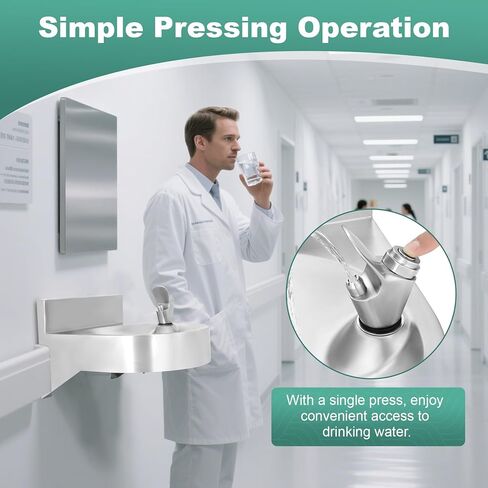 نافورة مياه للشرب مثبتة على الحائط، حجم صغير مع مخرج مياه بنقرة واحدة، مصنوعة من الفولاذ المقاوم للصدأ للاستخدام الداخلي والخارجي في المدارس وصالات الألعاب الرياضية والحدائق in Kuwait