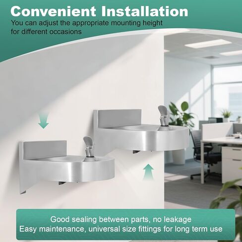 نافورة مياه للشرب مثبتة على الحائط، حجم صغير مع مخرج مياه بنقرة واحدة، مصنوعة من الفولاذ المقاوم للصدأ للاستخدام الداخلي والخارجي في المدارس وصالات الألعاب الرياضية والحدائق in Kuwait