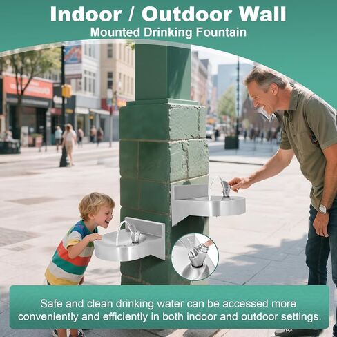 نافورة مياه للشرب مثبتة على الحائط، حجم صغير مع مخرج مياه بنقرة واحدة، مصنوعة من الفولاذ المقاوم للصدأ للاستخدام الداخلي والخارجي في المدارس وصالات الألعاب الرياضية والحدائق in Kuwait