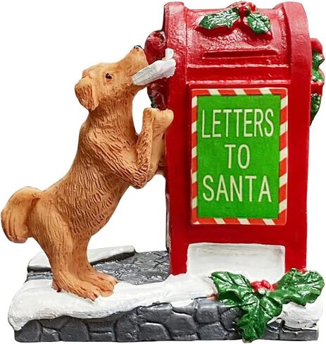 NINIPAPA Christmas Village Accessories Santa's Mailbox Villages Sets for Christmas Decoration Cute Doggy Letter to Santa Resin Christmas Ornaments in Saudi Arabia