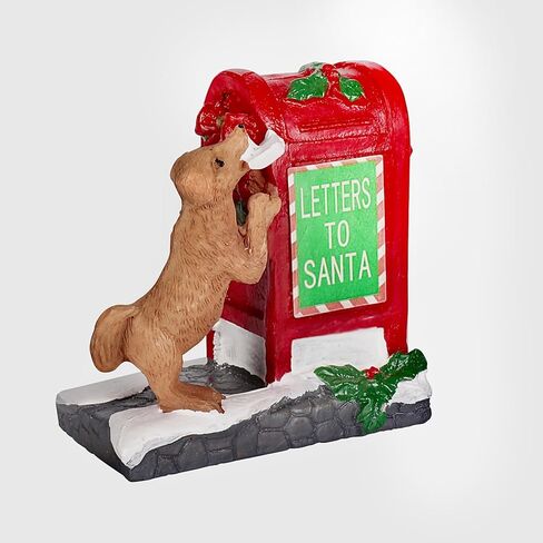 NINIPAPA Christmas Village Accessories Santa's Mailbox Villages Sets for Christmas Decoration Cute Doggy Letter to Santa Resin Christmas Ornaments in Saudi Arabia