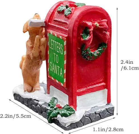 NINIPAPA Christmas Village Accessories Santa's Mailbox Villages Sets for Christmas Decoration Cute Doggy Letter to Santa Resin Christmas Ornaments in Saudi Arabia