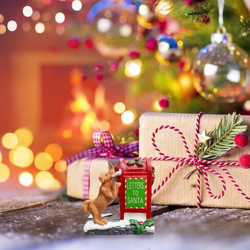 NINIPAPA Christmas Village Accessories Santa's Mailbox Villages Sets for Christmas Decoration Cute Doggy Letter to Santa Resin Christmas Ornaments in Saudi Arabia