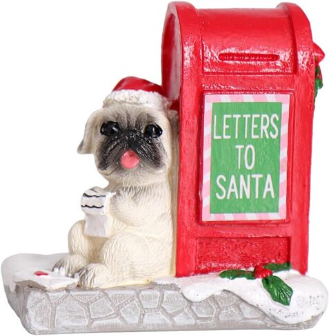 NINIPAPA Christmas Village Accessories Santa's Mailbox Villages Sets for Christmas Decoration Cute Doggy Letter to Santa Resin Christmas Ornaments in Saudi Arabia