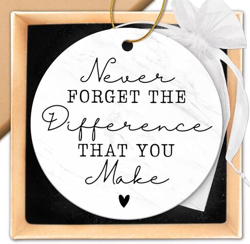 Thank You Gifts for Women - Christmas Appreciation Gifts for Coworkers, Teacher, Boss, Nurse, Employee, Friend, Farewell - Never Forget The Difference That You Make - Ceramic Christmas Ornaments 2025 in Saudi Arabia