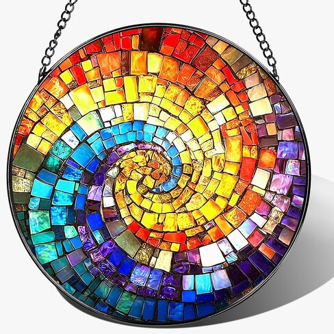 نافذة من الزجاج الملون معلقة، LAOWEIKI 8 بوصة شجرة الحياة Suncatcher، زخرفة الزجاج الملون، Suncatchers لتعليق النوافذ، ديكور النوافذ، في الهواء الطلق أو في الداخل، هدايا للأم والجدة والزوجة والأسرة in Kuwait