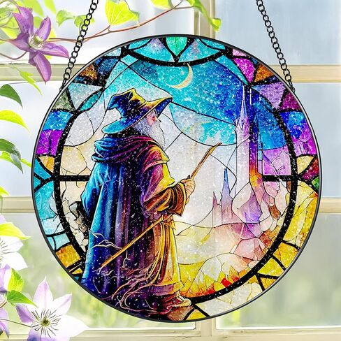 نافذة من الزجاج الملون معلقة، LAOWEIKI 8 بوصة شجرة الحياة Suncatcher، زخرفة الزجاج الملون، Suncatchers لتعليق النوافذ، ديكور النوافذ، في الهواء الطلق أو في الداخل، هدايا للأم والجدة والزوجة والأسرة in Kuwait
