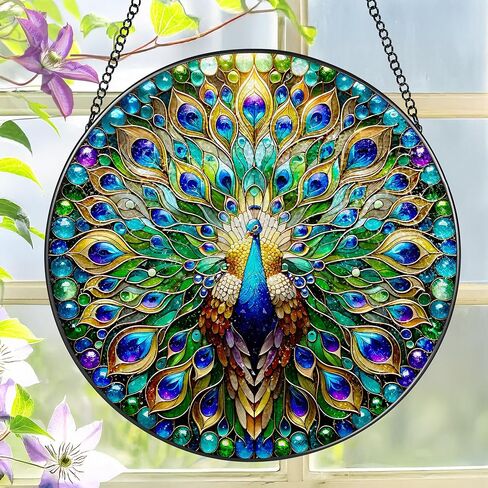 نافذة من الزجاج الملون معلقة، LAOWEIKI 8 بوصة شجرة الحياة Suncatcher، زخرفة الزجاج الملون، Suncatchers لتعليق النوافذ، ديكور النوافذ، في الهواء الطلق أو في الداخل، هدايا للأم والجدة والزوجة والأسرة in Kuwait