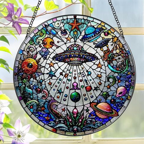نافذة من الزجاج الملون معلقة، LAOWEIKI 8 بوصة شجرة الحياة Suncatcher، زخرفة الزجاج الملون، Suncatchers لتعليق النوافذ، ديكور النوافذ، في الهواء الطلق أو في الداخل، هدايا للأم والجدة والزوجة والأسرة in Kuwait