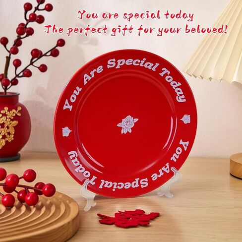 You Are Special Today Red Plate, 10.63" Ceramic Dish, Unique Celebration Plate for Birthday, Wedding, Party, Anniversary, Baby Showers, Dinner, Engagements（1PCS） in Saudi Arabia