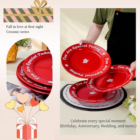 You Are Special Today Red Plate, 10.63" Ceramic Dish, Unique Celebration Plate for Birthday, Wedding, Party, Anniversary, Baby Showers, Dinner, Engagements（1PCS） in Saudi Arabia