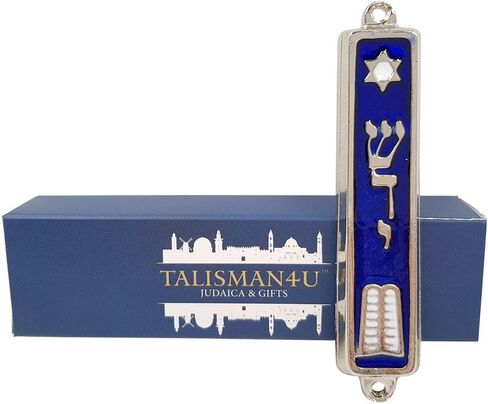 TALISMAN4U الوصايا العشر MEZUZAH مع مينا فضية اللون للتمرير باب يهودي إسرائيلي Mezuza 3.5 بوصة in Kuwait