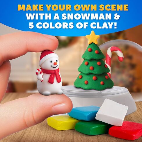 Blue Marble Light-Up Christmas Snow Globe for Kids Kit – Create a Holiday Scene with Clay, Snowflake Confetti & Snowman Figure, Plastic Snow Globe Kit, Christmas Crafts for Kids, Stocking Stuffers in Saudi Arabia