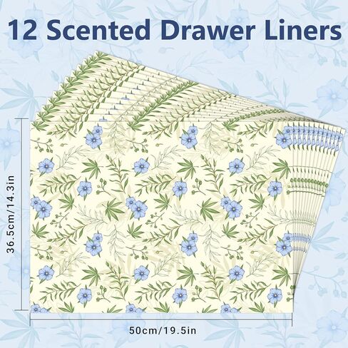 SCENTORINI Drawer Liners for Dresser,12 Sheets Linen Scented Drawer Liners, Drawer Paper Liner 14.3x19.5 Inch, for Fragrant Home Shelf Closet in Saudi Arabia