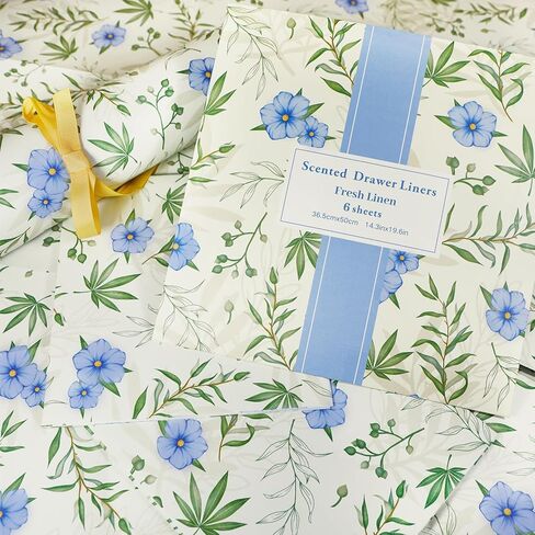 SCENTORINI Drawer Liners for Dresser,12 Sheets Linen Scented Drawer Liners, Drawer Paper Liner 14.3x19.5 Inch, for Fragrant Home Shelf Closet in Saudi Arabia