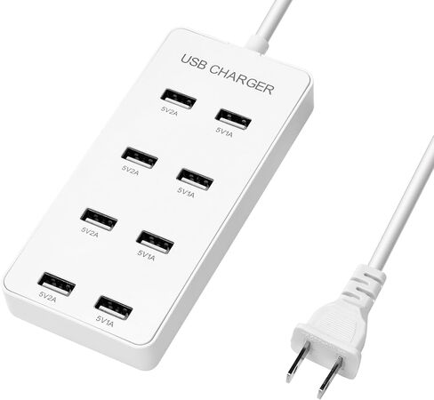 محطة شحن USB شاحن محمول شاحن حائط USB BlockSmart شحن مركز الطاقة لأجهزة متعددة 50 وات 10 منافذ شاحن سطح المكتب كتلة آمنة مدمجة لهاتف iPhone iPad المحمول والكمبيوتر اللوحي in Saudi Arabia