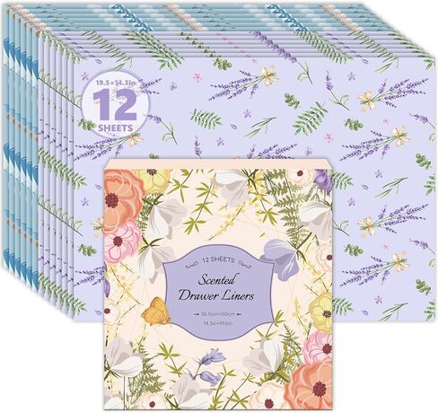 SCENTORINI Drawer Liners for Dresser,12 Sheets Linen Scented Drawer Liners, Drawer Paper Liner 14.3x19.5 Inch, for Fragrant Home Shelf Closet in Saudi Arabia