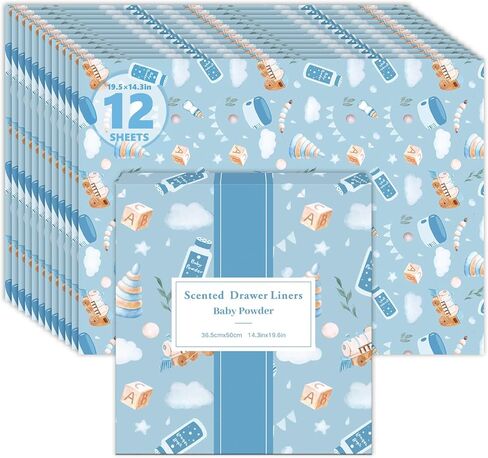 SCENTORINI Drawer Liners for Dresser,12 Sheets Linen Scented Drawer Liners, Drawer Paper Liner 14.3x19.5 Inch, for Fragrant Home Shelf Closet in Saudi Arabia