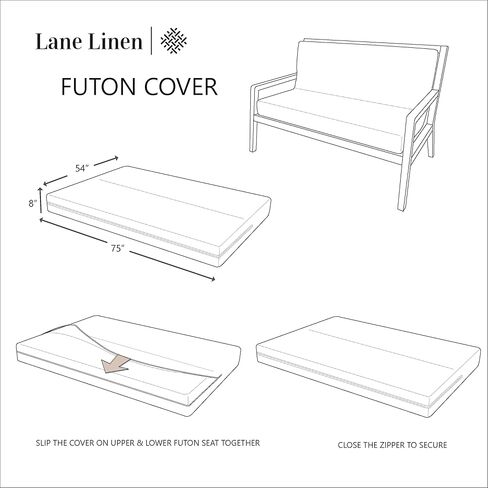 أغطية LANE LINEN Futon بالحجم الكامل، أغطية منزلقة من القطن بنسبة 100%، غطاء مرتبة كامل الحجم لسرير أريكة الفوتون، غطاء أريكة قابل للطي بدون ذراع، غطاء أريكة بسحاب - أزرق مخضر in Kuwait