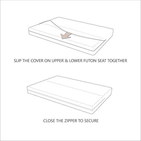 أغطية LANE LINEN Futon بالحجم الكامل، أغطية منزلقة من القطن بنسبة 100%، غطاء مرتبة كامل الحجم لسرير أريكة الفوتون، غطاء أريكة قابل للطي بدون ذراع، غطاء أريكة بسحاب - أزرق مخضر in Kuwait