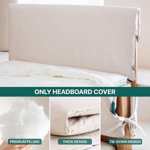 Headboard Cover Thickened Soft Stretch Slipcover with Secure Tie Straps, Dustproof Protector for Upholstered Bed (59 * 28inch, Geige) in Saudi Arabia