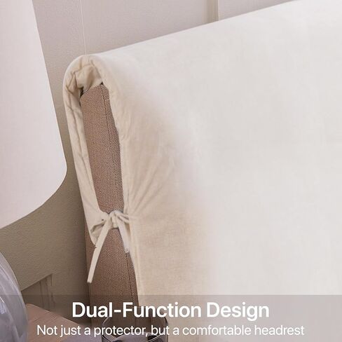 Headboard Cover Thickened Soft Stretch Slipcover with Secure Tie Straps, Dustproof Protector for Upholstered Bed (59 * 28inch, Geige) in Saudi Arabia