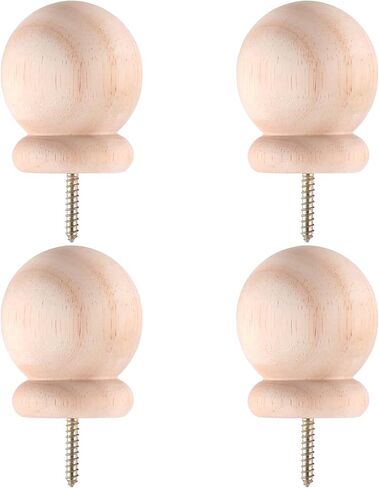 2 Pack 2.5" Round Wood Ball Curtain Rod Finial with Screw Newel Post Cap Wooden Finials Decorative for Bed Post DIY Crafts in Saudi Arabia
