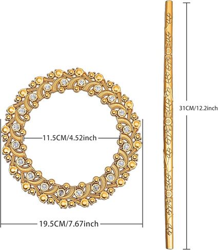 GFOZIOG Crystal Curtain Tiebacks, Gold Plastic Holdbacks with Mounting Rod, Decorative Design with 20 Crystals, 7.6x4.52 Inch, 2 Pack (Silver) in Saudi Arabia