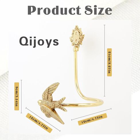Solid Brass Bird Curtain Holdbacks, Hand-Forged Gold Wall Mounted Curtain Tiebacks with Swallow Design (A Pair of Swallows) in Kuwait