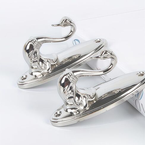 Swan Style Curtain Holdbacks, Elegant Bronze Drapery Tieback Hooks, Vintage Window Treatment Hardware for Living Room, Bedroom - Easy Install Wall Mounted Decor (Silver) in Saudi Arabia