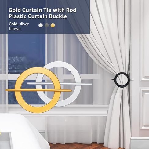 Elegant Retro Style Curtain tie, 2-Piece Set - Decorative Plastic fixator, Suitable for Living Room, Bedroom, Office Decoration (Golden) in Saudi Arabia
